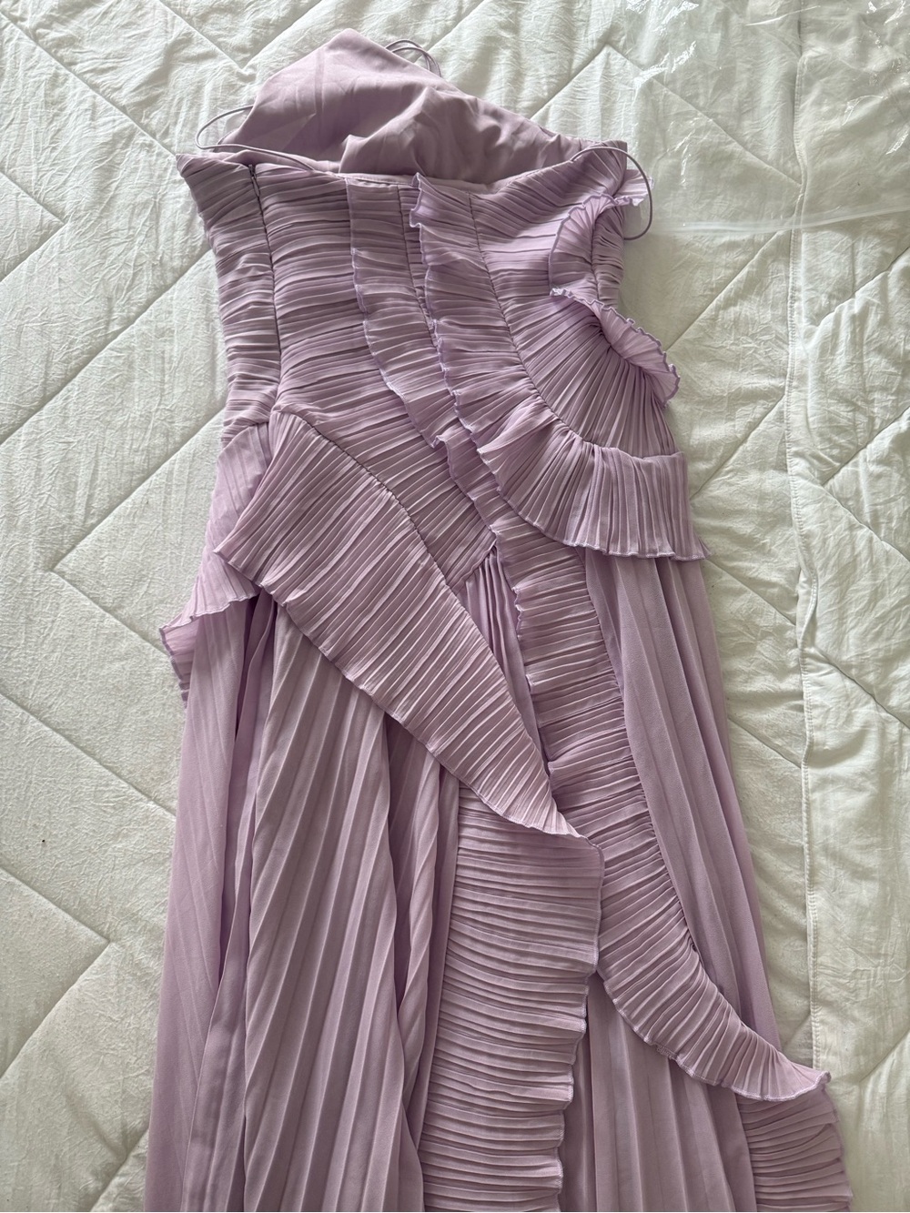 One-Shoulder Lavender Ruffle Maxi Dress - Picture 7 of 10